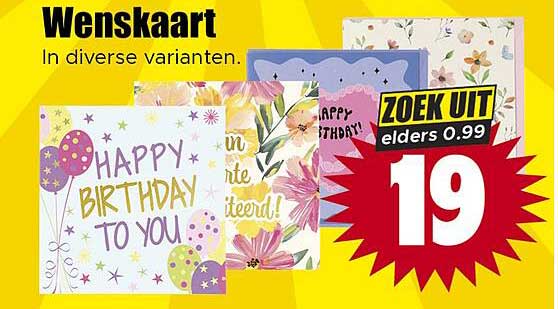 Wenskaart In diverse varianten. ZOEK UIT elders 0.99
