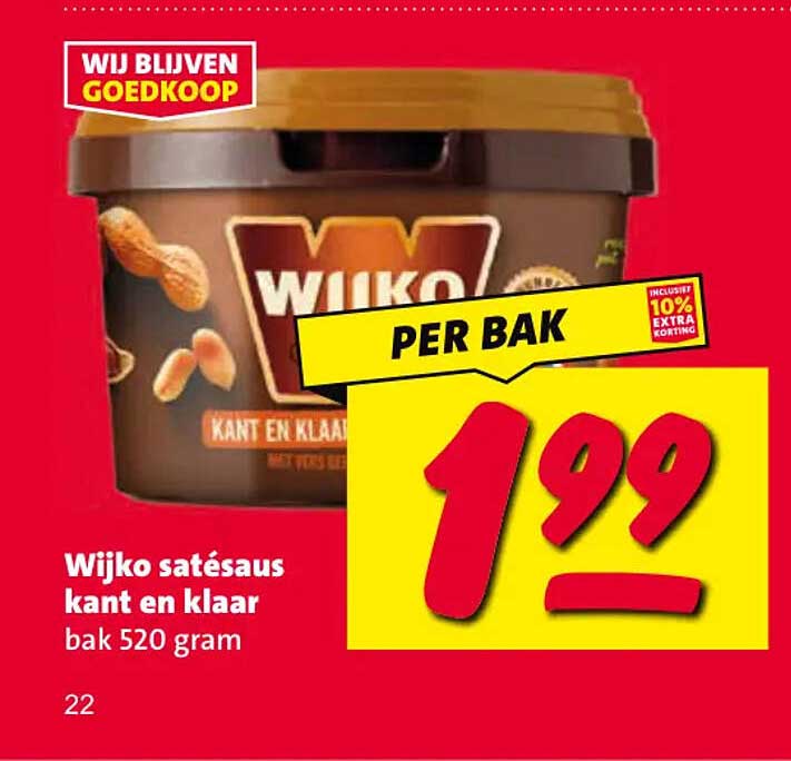 Wijko satésaus kant en klaar bak 520 gram