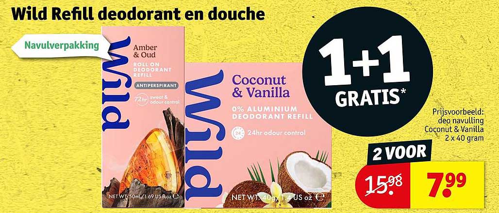 Wild Refill deodorant en douche 1+1 GRATIS
