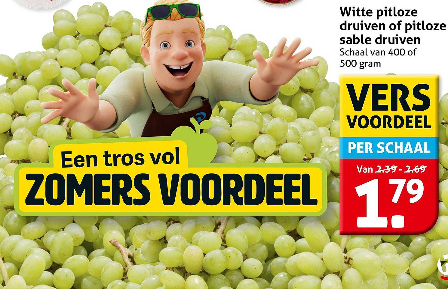 Witte pitloze druiven of pitloze sable druiven Schaal van 400 of 500 gram