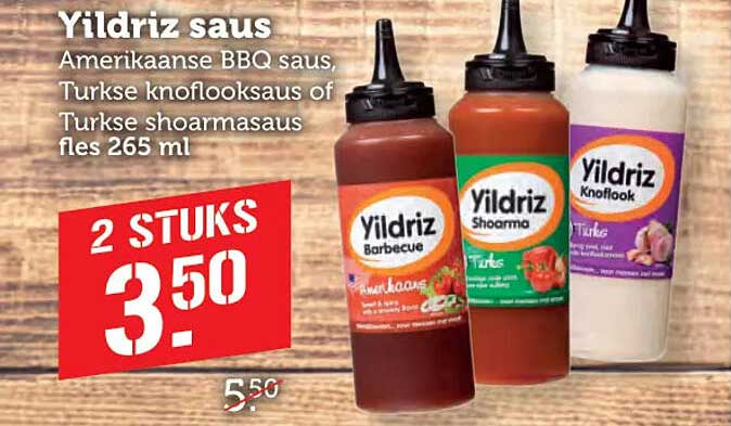 Yildriz saus Amerikaanse BBQ saus, Turkse knoflooksaus of Turkse shoarmasaus fles 265 ml 2 stuks