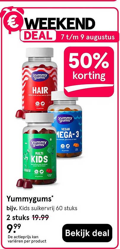 Yummygums* bijv. Kids suikervrij 60 stuks 50% korting