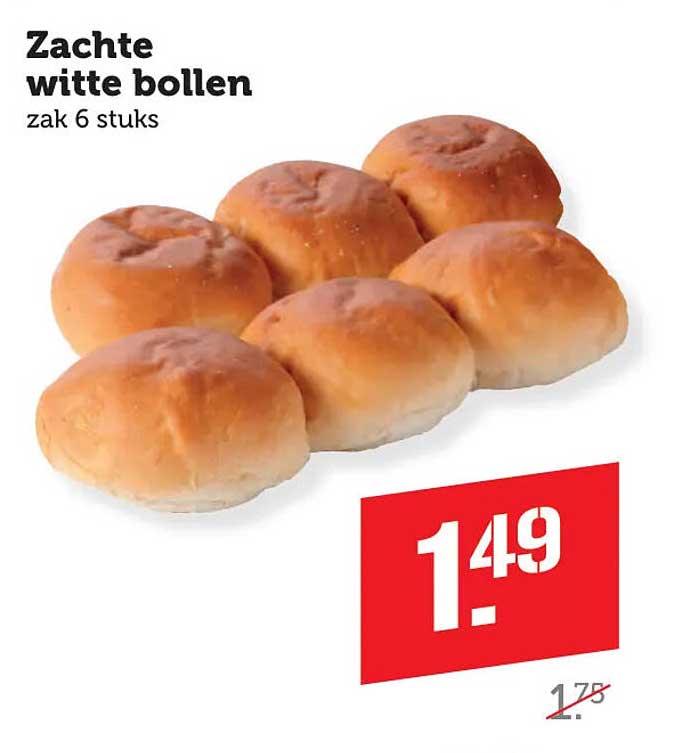 Zachte witte bollen zak 6 stuks