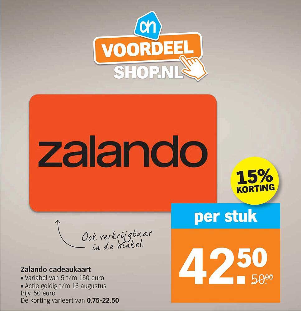 Zalando cadeaukaart 15% KORTING per stuk