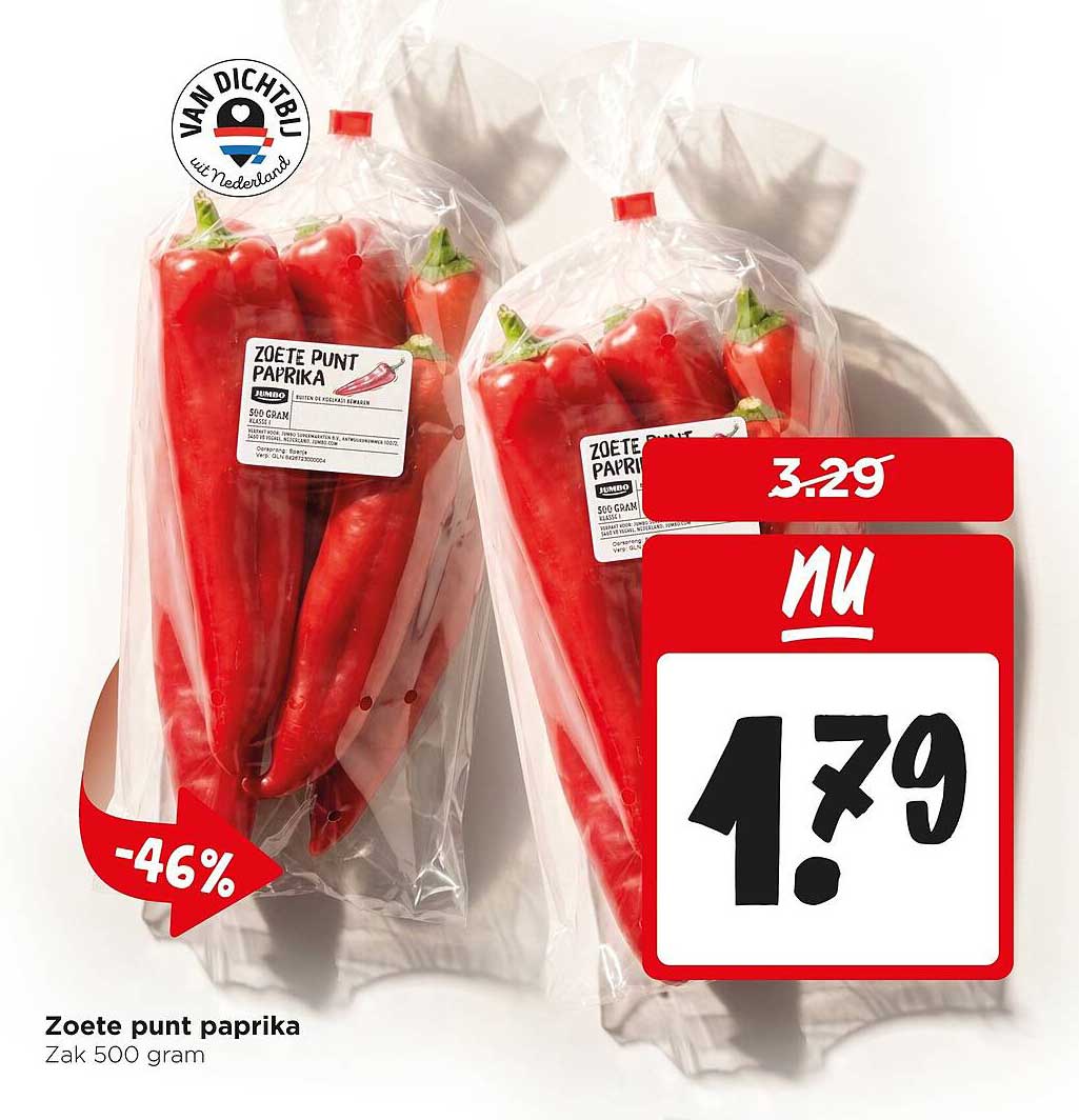 Zoete punt paprika Zak 500 gram