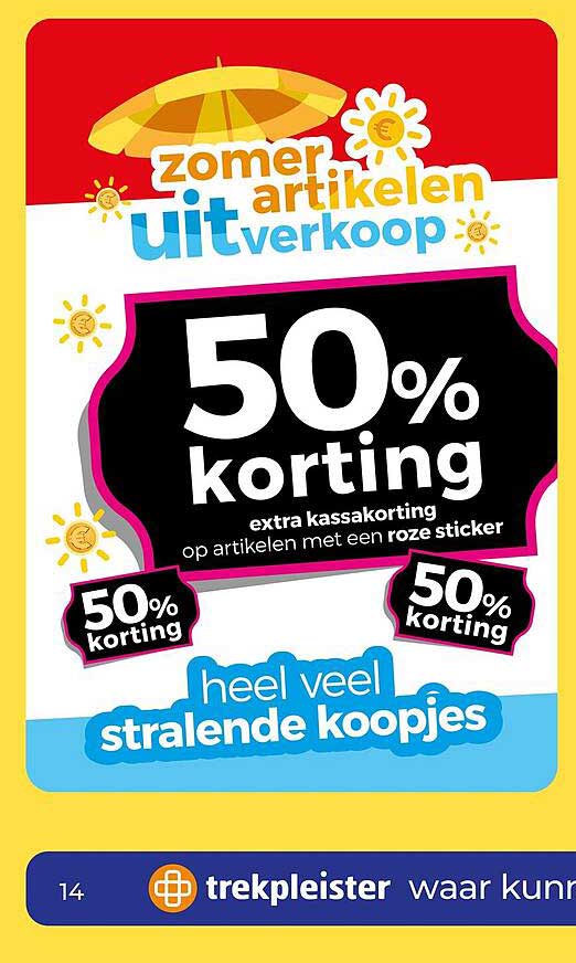 zomer artikelen uitverkoop 50% korting