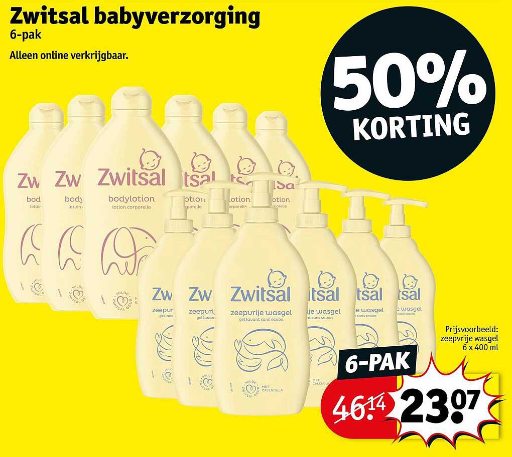 Zwitsal babyverzorging 6-pak 50% korting