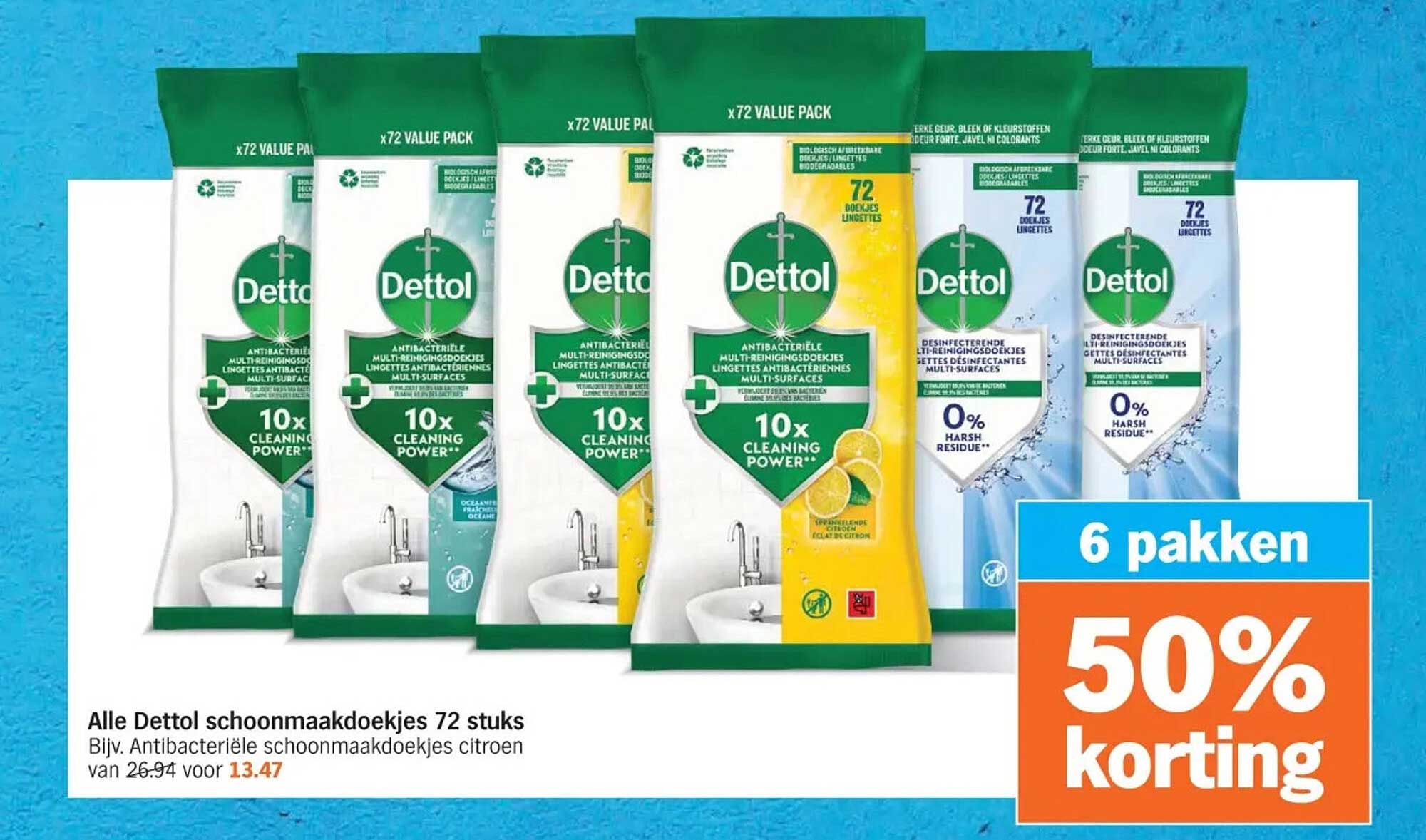 Alle Dettol schoonmaakdoekjes 72 stuks