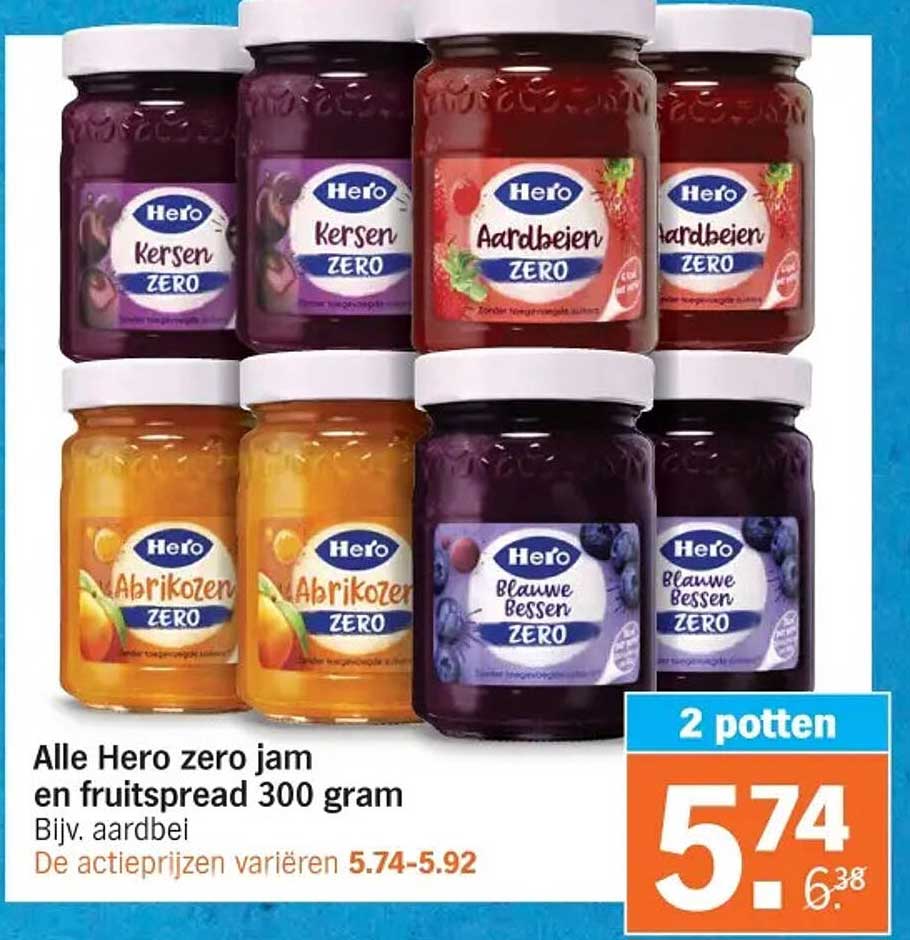 Alle Hero zero jam en fruitspread 300 gram