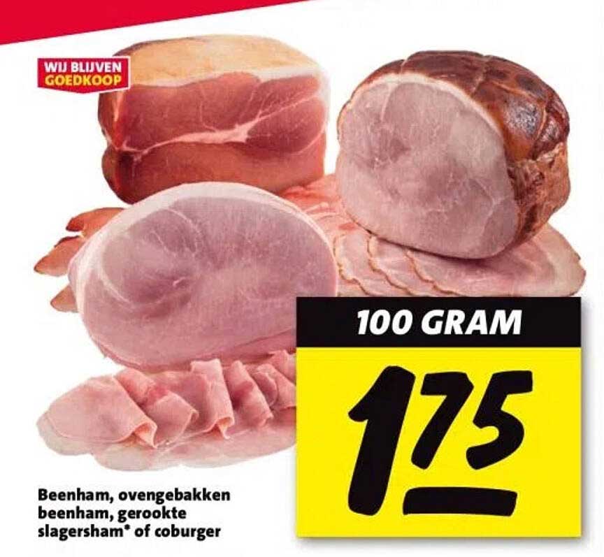 Beenham, ovengebakken beenham, gerookte slagersham* of coburger