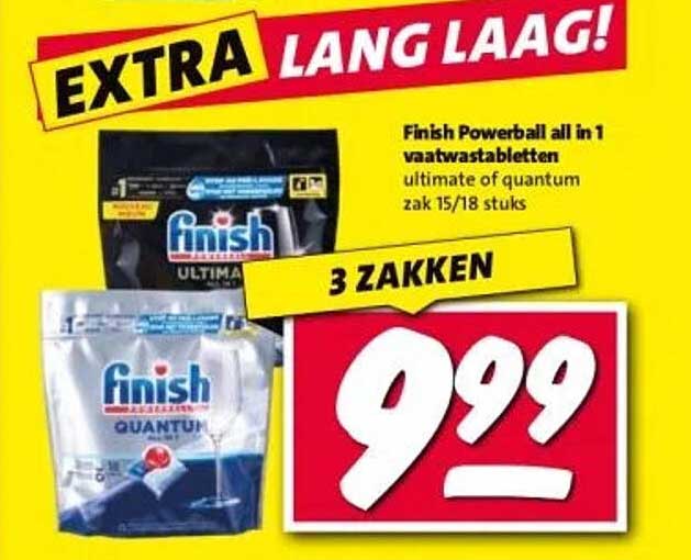 Finish Powerball all in 1 vaatwastabletten 3 zakken