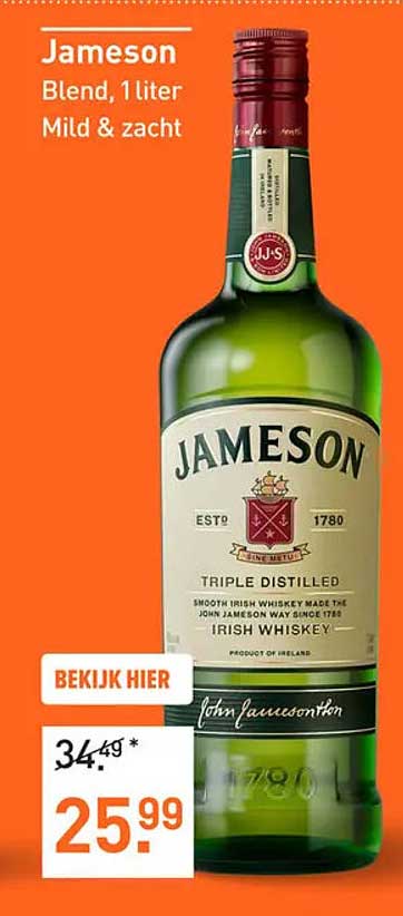 Jameson Blend, 1 liter Mild & zacht