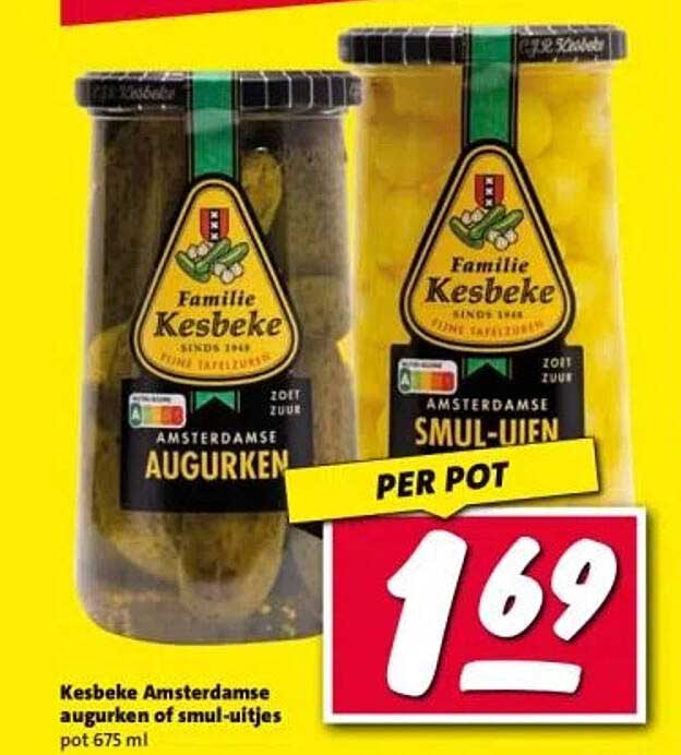Kesbeke Amsterdamse augurken of smul-uien pot 675 ml