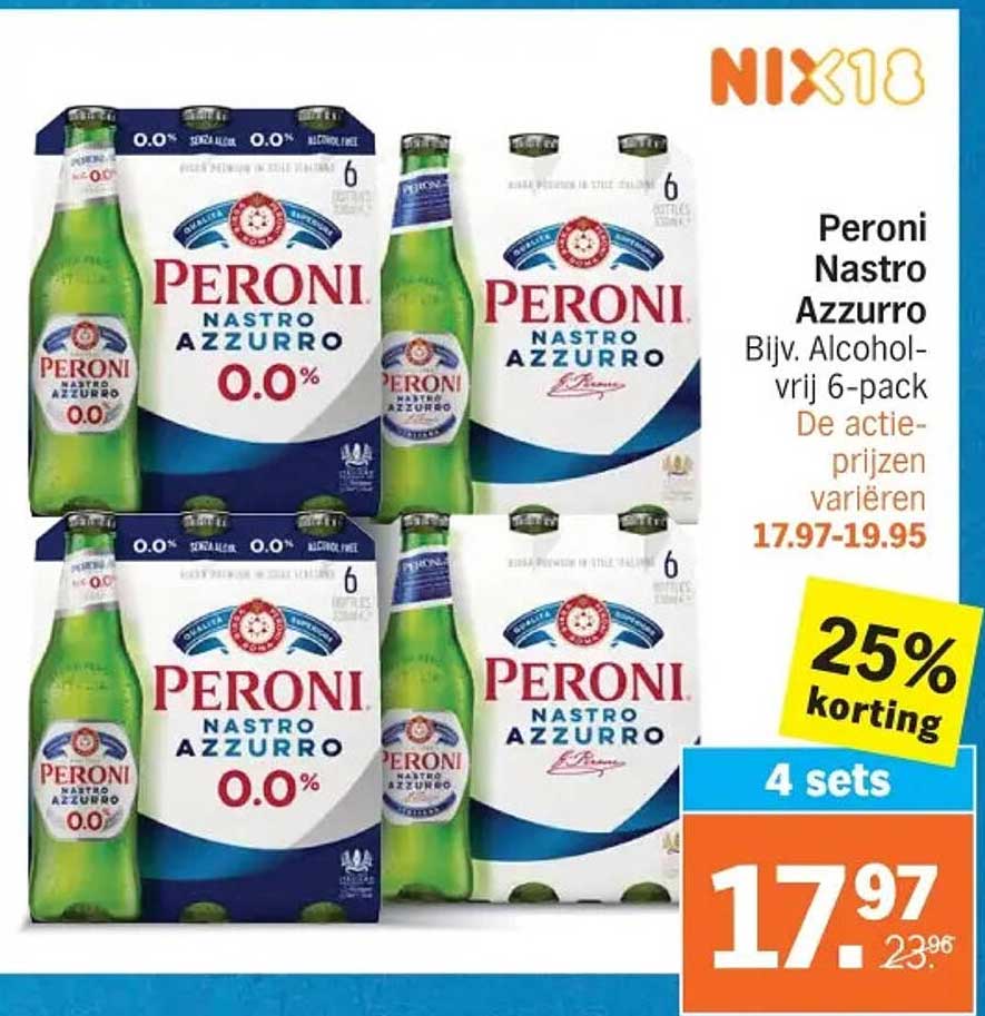 Peroni Nastro Azzurro 0.0% - Alcoholvrij 6-pack