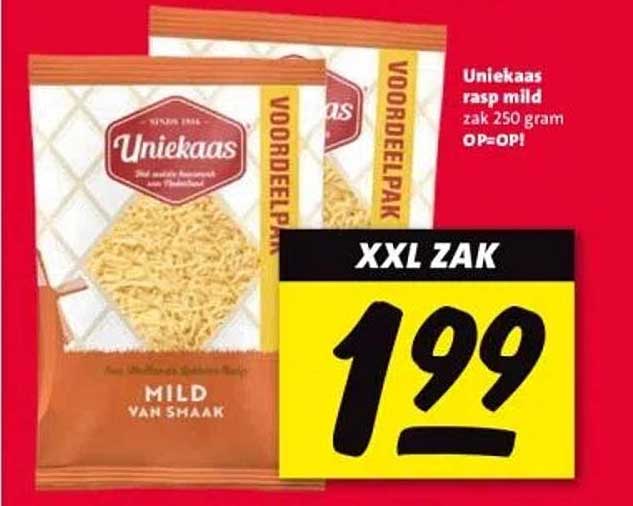 Uniekaas rasp mild zak 250 gram