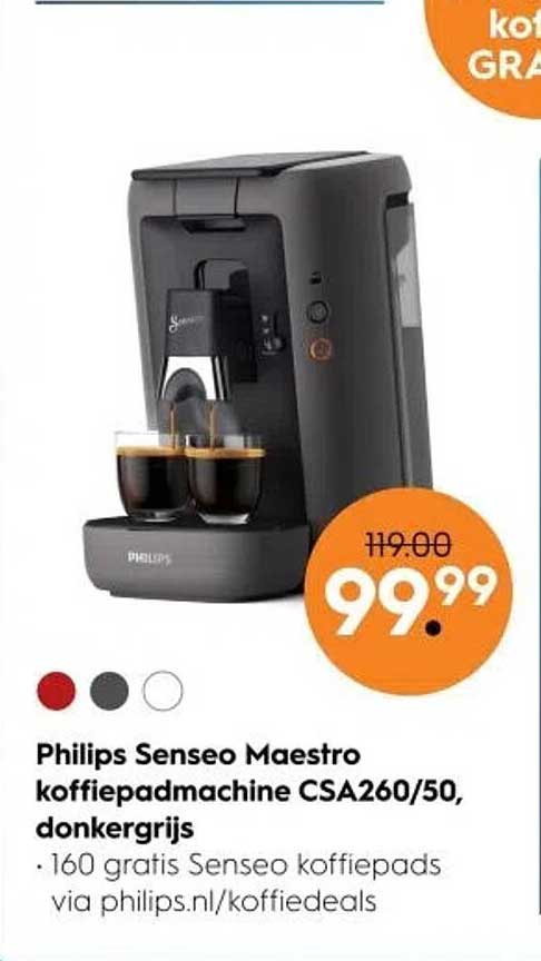 Philips Senseo Maestro koffiepadmachine CSA260/50, donkergrijs