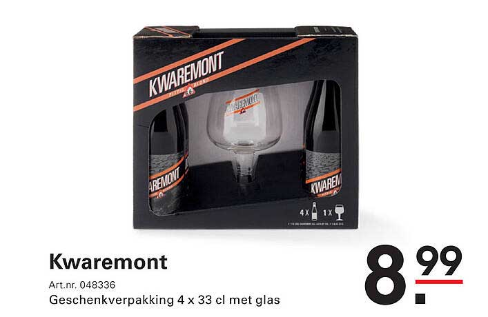 Kwaremont Geschenverpakking 4 x 33 cl met glas