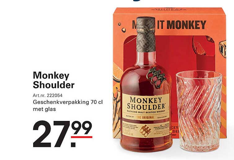 Monkey Shoulder Geschenkverpakking 70 cl met glas