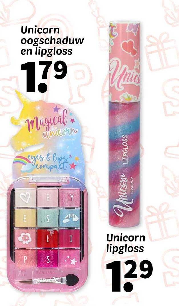 Unicorn oogschaduw en lipgloss