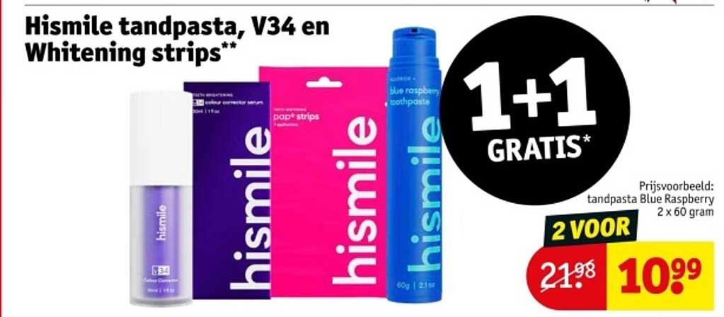 Hismile tandpasta, V34 en Whitening strips