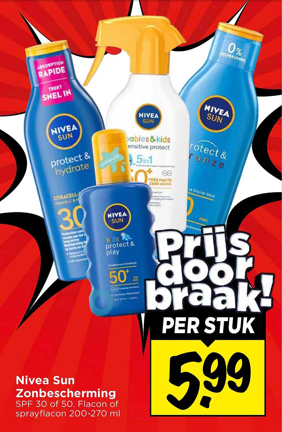 Nivea Sun Zonbescherming Spf 30 Of 50. Flacon Of Sprayflacon 200-270 Ml ...