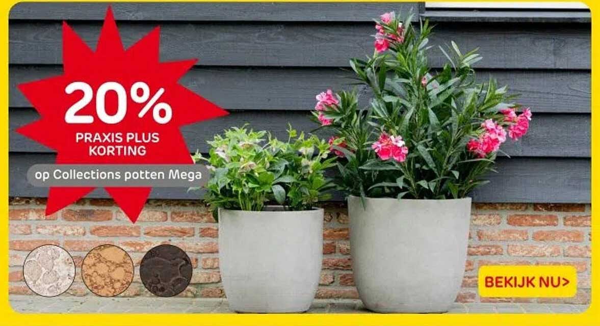 20% PRAKIS PLUS KORTING op Collections potten Mega
