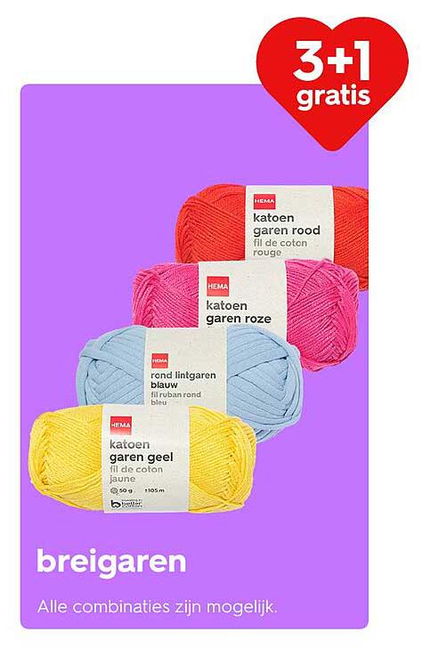 3 + 1 gratis katoenen breigaren