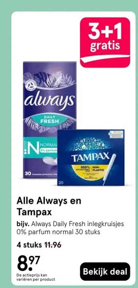Alle Always en Tampax