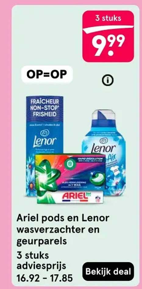 Ariel pods en Lenor wasverzachter en geurparels