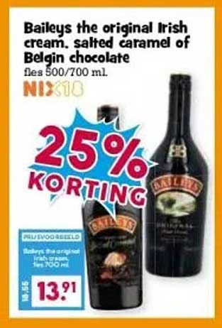Baileys the original Irish cream, salted caramel of Belgin chocolate