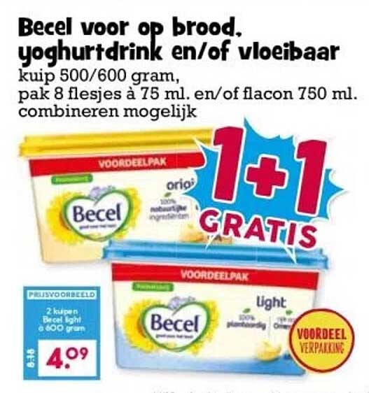Becel voor op brood, yoghurtdrink en/of vloeibaar