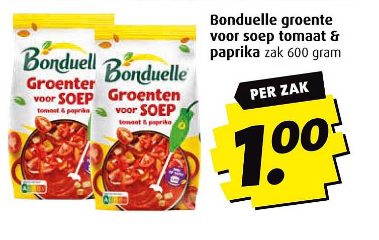 Bonduelle groente voor soep tomaat & paprika zak 600 gram