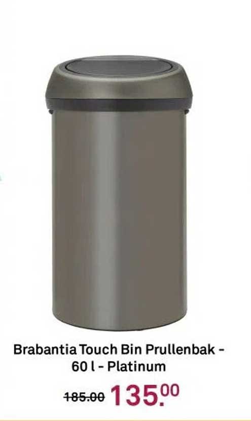 Brabantia Touch Bin Prullenbak - 60 l - Platinum
