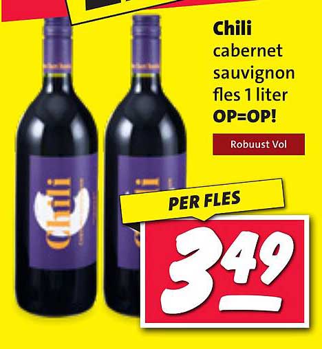 Chili cabernet sauvignon fles 1 liter OP=OP!