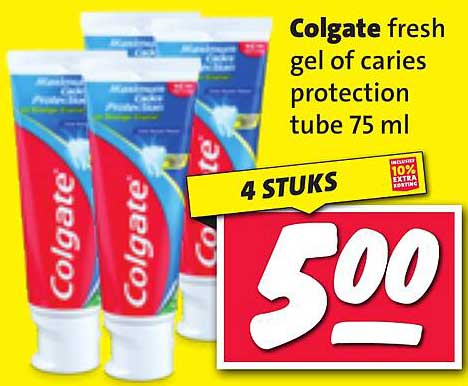Colgate fresh gel of caries protection tube 75 ml - 4 STUKS