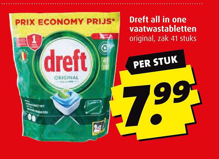Dreft all in one vaatwastabletten original, zak 41 stuks