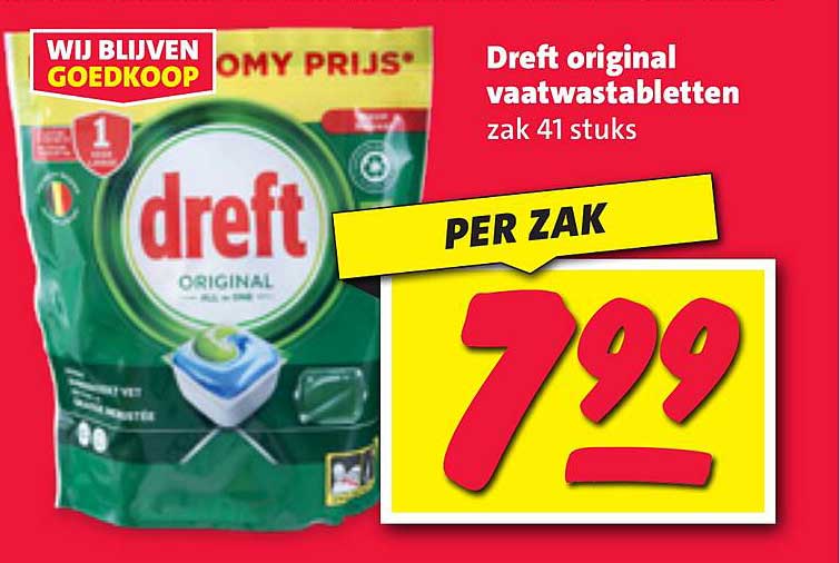 Dreft original vaatwastabletten zak 41 stuks