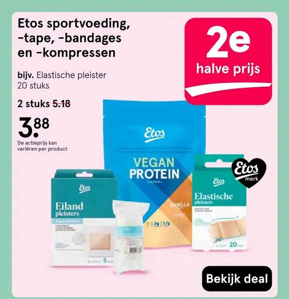 Etos sportvoeding, -tape, -bandages en -kompressen bijv. Elastische pleister 20 stuks