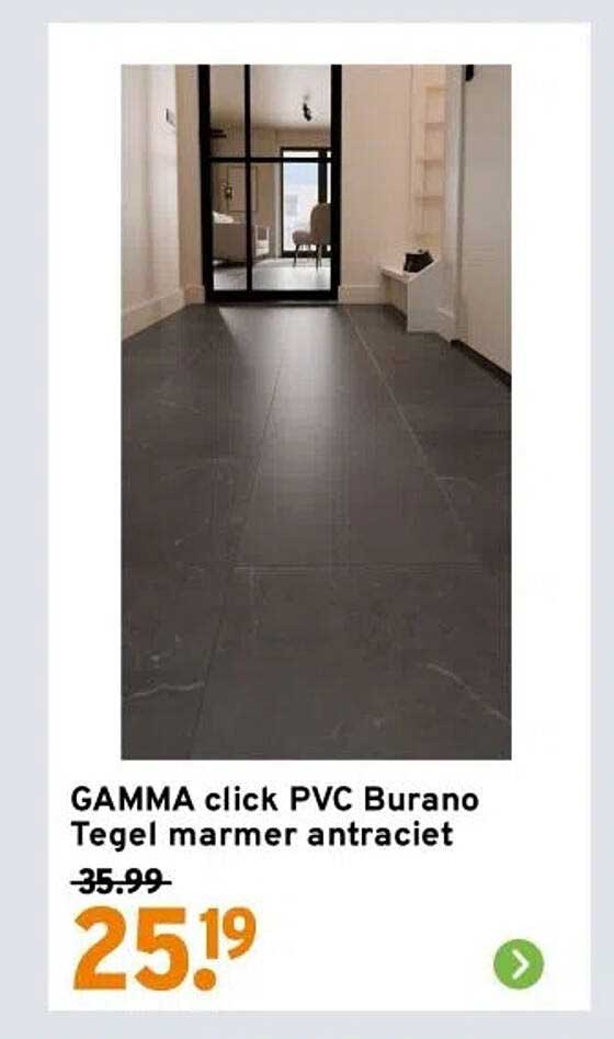 GAMMA click PVC Burano Tegel marmer antraciet