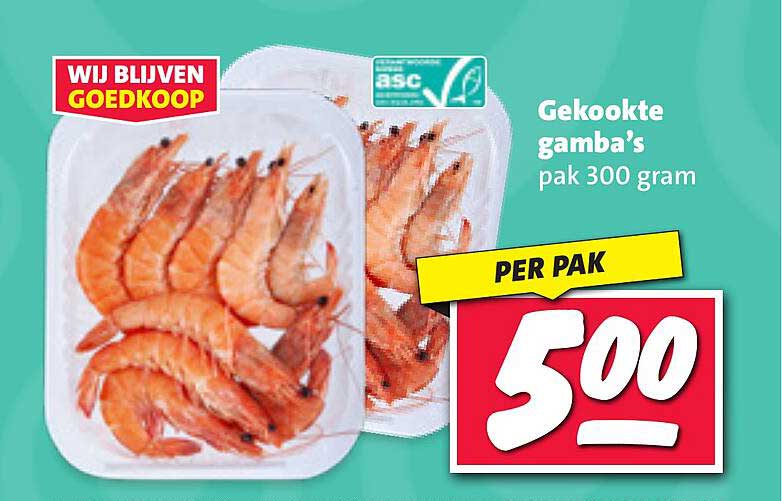 Gekookte gamba’s pak 300 gram