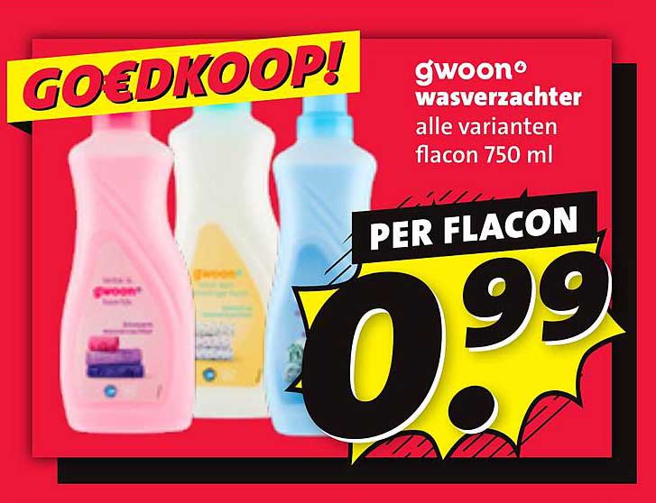 gwoon wasverzachter alle varianten flacon 750 ml