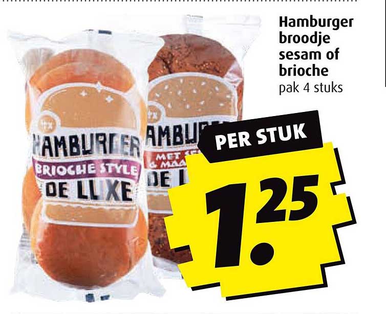 Hamburger broodje sesam of brioche pak 4 stuks