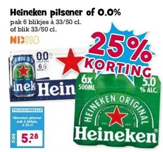 Heineken pilsener of 0.0%