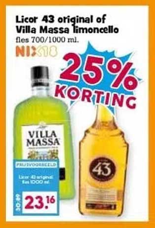 Licor 43 original of Villa Massa limoncello fles 700/1000 ml.