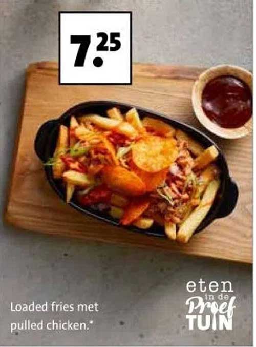 Loaded fries met pulled chicken.