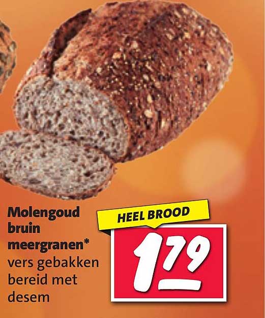 Molengoud bruin meergranen* vers gebakken bereid met desem
