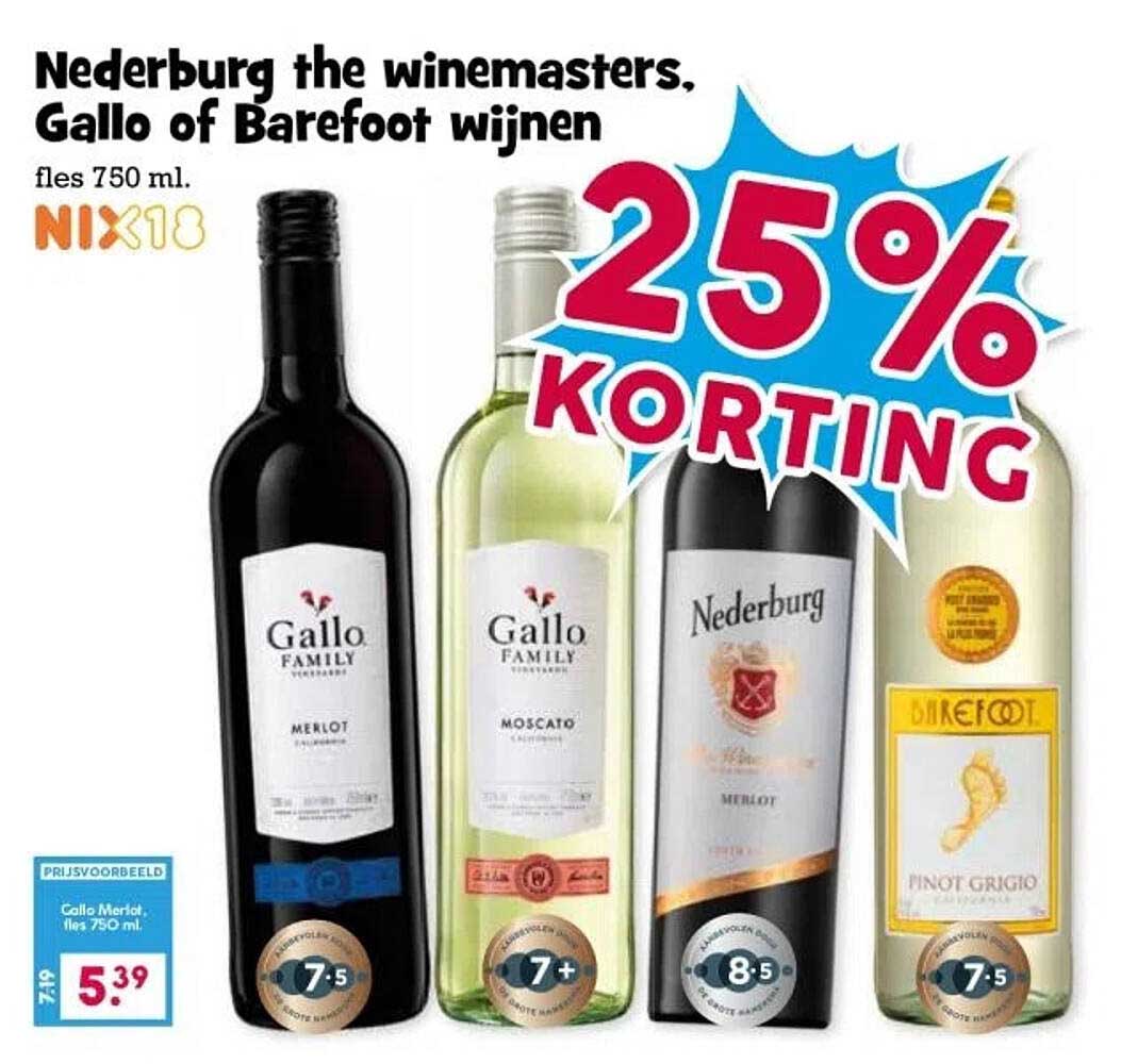 Nederlandburg the winemasters, Gallo of Barefoot wijnen