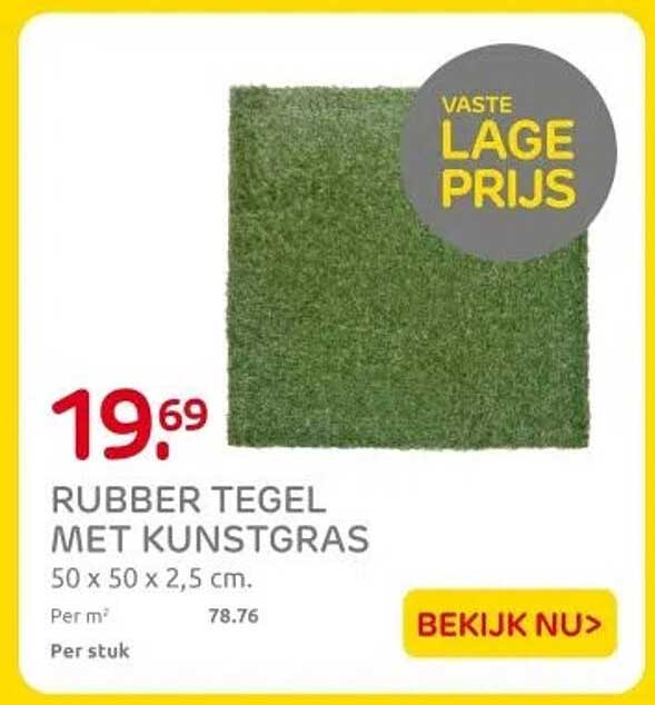 RUBBER TEGEL MET KUNSTGRAS