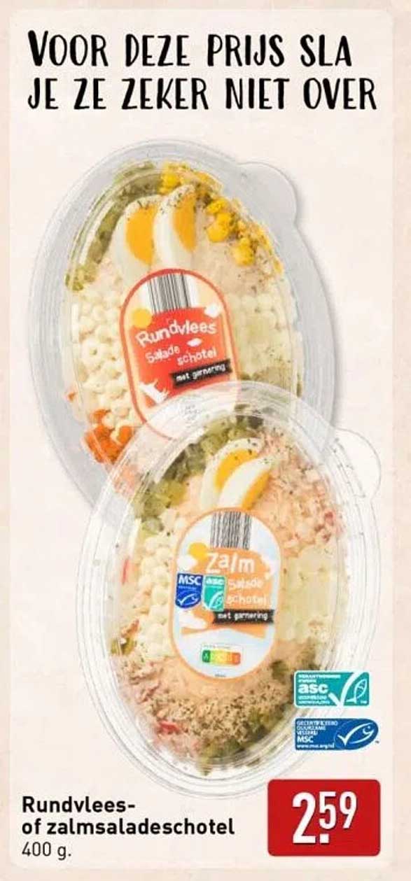 Rundvlees- of zalmsaladesschotel 400 g