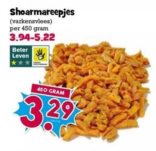Shoarmareepjes (varkensvlees) per 450 gram